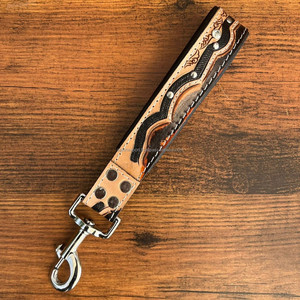 Hand Tooled Cow Leather Short Dog <b>Leash</b> Traffic Padded Handle Heavy Duty Short Dog Lead for Training Control Large Medium Dogs - Product Image 4