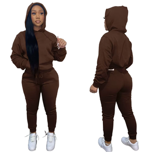 Conjunto Deportivo de Invierno para Mujer al por Mayor, Personalizado con Logotipo Frontal, 100% Algodón, Transpirable, Cintura Elástica, Capucha, Corte Regular, Bolsillos Laterales, Talla XL - Product Image 3