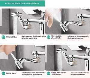 Robinet d'extension rotatif universel avec aérateur et filtre à eau 4 modes, bec de lavabo à bras mécanique pour lavabo - Product Image 4