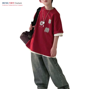 Camisetas de algodón de manga corta para niños promocionales Camiseta con cuello redondo y logotipo de impresión privada para niños - Product Image 5