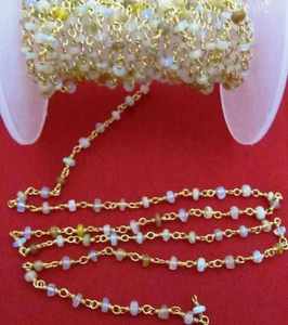 Natural Ethiopian Opal Rondelle Plain Smooth Beaded 2.5-3mm Chain <b>Rosary</b> Beads chain - Product Image 1
