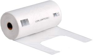 Bolsas de camiseta de polietileno LDPE reciclables de alta calidad 2025 en rollo con asas de chaleco Embalaje de compras de plástico impreso personalizado - Product Image 3