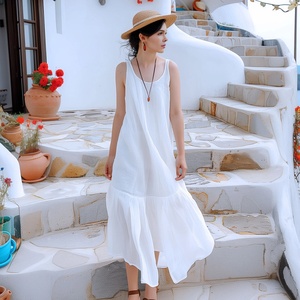 Linen Bell Sleeve High Waist <b>Loose</b> Midi <b>Dress</b> with Side Pockets Vintage Spring Summer Plus Size Casual Flowy Vacation <b>Dress</b> - Product Image 1