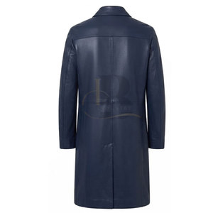 Manteau long en cuir pour homme, élégant, imperméable, avec boutons sur le devant, manches longues, col classique, moderne - Product Image 6