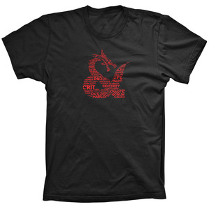 T-shirt en tricot noir à manches courtes pour homme avec imprimé graphique D20 rouge, col rond, coupe oversize, décontracté, 100 % coton - Product Image 1