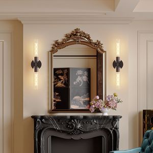 Set di Applique da Parete Moderne a Due Pezzi, Illuminazione per Bagno Nera Opaca con Vetro Trasparente, Elegante Decorazione Murale - Product Image 4