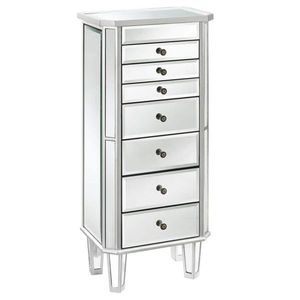Armadio Portagioie Argentato a Specchio con 7 Cassetti e 16 Ganci per Collane, 2 Ante Laterali a Battente - Product Image 5