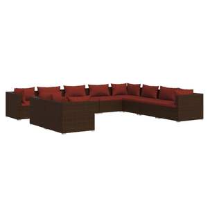 Set salotto da 10 pezzi in Poly Rattan marrone con cuscini mobili da esterno - Product Image 2