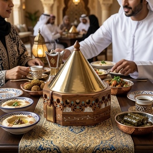 Olla de Madera de Lujo con Tapa Cónica de Acero Inoxidable e Incrustaciones de Madreperla, Calentador de Comida Moderno para Ramadán y Majlis, Juego de 3 Piezas - Product Image 4