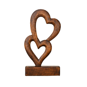 Sculpture de cœur en bois rustique, décor d'amour sculpté à la main pour table, Saint-Valentin, salon - Product Image 1