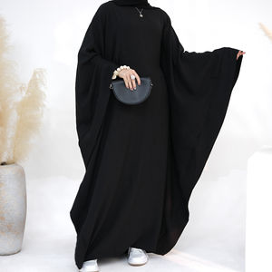 Abaya OEM al por mayor para Eid, de manga murciélago y cintura entallada, de crepé Jazz, talla grande, vestido largo islámico para mujer, estilo mariposa, Dubai, musulmán - Product Image 2