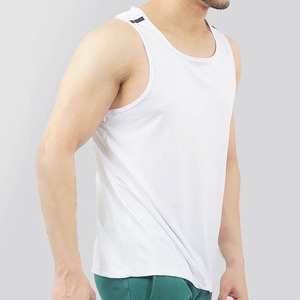 <b>Men's</b> <b>White</b> Breathable Polyester Tank Top O-Neck Casual Sleeveless Muscle <b>Vest</b> Solid Color Knitted Sport Wear - Product Image 2