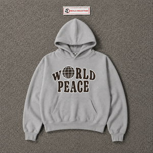 World Peace <b>Grey</b> Hoodie Oversized Streetwear Graphic Pullover Unisex Casual Fleece Hooded <b>Sweatshirt</b> Globe Print Vintage Urban - Product Image 5