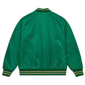 Blouson Bomber Sportif Personnalisé avec Logo, en Satin, Style Baseball, Veste Universitaire en Soie Verte, Blouson Hip Hop pour Homme - Product Image 4