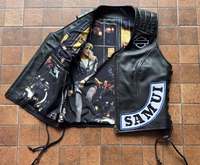 Veste de motard en cuir de vache véritable, col montant, gilet de moto