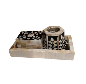 ชุดของขวัญทางศาสนาแบบอาหรับสำหรับเดือนรอมฎอน ทำจากไม้ ประดับมุก ฝังมุก  กระถางไม้หอม ถาดใส่เครื่องหอม  กระถางอูด  กระถางกำยาน - Product Image 1