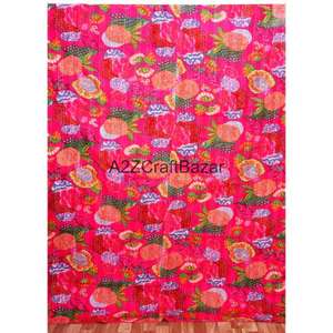 Colcha Bordada Kantha Vintage Hecha a Mano con Algodón Orgánico 100% Puro, Reversible, Ecológica, para Todas las Estaciones, para el Hogar y Hoteles - Product Image 1