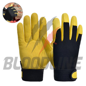 Gants de moto en cuir noir, longueur poignet, doublure en fausse fourrure, thermiques, style sportif pour l'hiver et les activités de plein air - Product Image 5