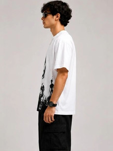 Camiseta Extra Grande para Hombre, Manga Corta, Cuello Redondo, Diseño Gráfico Pintado a Mano, Estilo Urbano, Algodón Jersey Transpirable con Estampado Frontal - Product Image 3