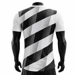 Camiseta de Fútbol para Hombre, Rayas Blancas y Negras, Manga Corta, Cuello Redondo, Absorbe la Humedad, Ajustada, Poliéster, Nombre y Número Personalizables, Deporte Personalizado - Product Image 6