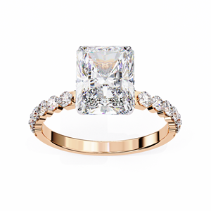แหวนเพชรพลอยมรกตเพาะเลี้ยงในห้องปฏิบัติการ 2.50 กะรัต แหวนหมั้น 14K เครื่องประดับแต่งงาน แหวนเพชรทรงมรกตคลาสสิก - Product Image 2