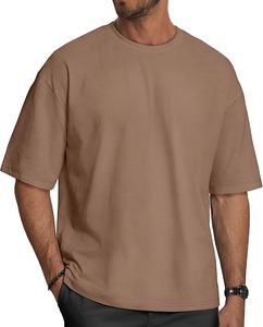 Nouvelle collection de t-shirts décontractés pour hommes à manches courtes, 100% coton, col rond et épaules tombantes, couleur unie, taille oversize, en provenance du Bangladesh - Product Image 1