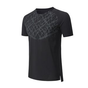 T-shirt de sport décontracté pour homme à col en V brodé, séchage rapide, respirant, manches courtes, en tissu tricoté, design uni pour la course à pied - Product Image 5