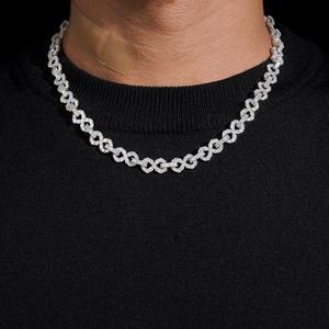 Luxury Moissanite Iced Out Cuban Link Chain <b>Necklace</b> Hip Hop Jewelry Gold/Silver Plated Sterling Silver <b>Statement</b> Piece - Product Image 1