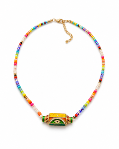 Collar con colgante de latón y cuentas de semillas de colores, tendencia 2026, para mujer, joyería clásica hecha a mano, llamativa, ajustable, al por mayor, para fiestas - Product Image 3