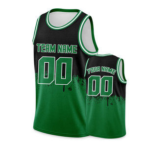 Custom Basketball Jersey Black Green Personalized Printed Team Name Number Hip Hop Sports Shirt Men Front Breathable - Product Image 1