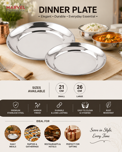 Assiette Ronde en Acier Inoxydable Finition Miroir Base Plate Compatible Lave-Vaisselle Design Minimaliste Couleur Unie - Product Image 3