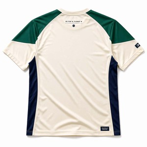 T-shirt de performance personnalisé en coton à manches courtes pour le pickleball, avec empiècements émeraude aux épaules et inserts bleu marine - Product Image 3