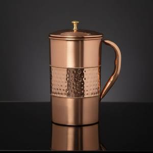 Jarra de Agua de Cobre Puro Hecha a Mano de Alta Calidad con Diseño Martillado y Asa para Almacenamiento o Servicio de Café - Product Image 2