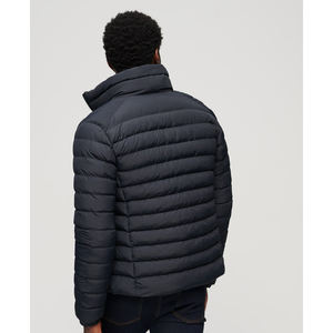 Veste d'hiver pour homme personnalisée, noire brillante, coupe-vent, à capuche, en duvet, veste matelassée pour homme - Product Image 3