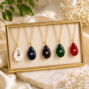 Nouveau design, bijoux tendance uniques et élégants, pierre précieuse hydro quartz, pendentif en zircon cubique en forme de larme, plaqué or 18 carats, cadeau pour elle - Product Image 1
