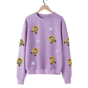 Customizable Sweatshirt Back to School 100% Cotton Beaded Embroidered Custom Design Front Logo Breathable Wholesale Bulk - Product Image 2