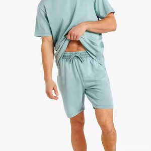 เสื้อยืดคอตตอนสีฟ้าอ่อนสำหรับผู้ชาย ชุดเสื้อคอกลมสีพื้นลำลองใส่สบายสำหรับฤดูร้อน ผ้าถักระบายอากาศได้ดี - Product Image 5