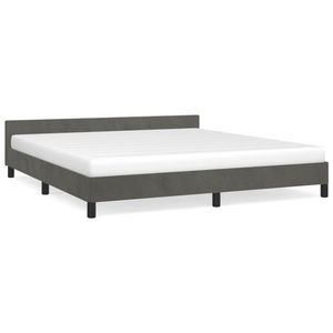 Dark Gray <b>King</b> Velvet <b>Bed</b> Frame Without <b>Mattress</b> Up-Holstered Product - Product Image 2