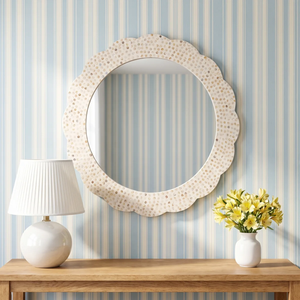 Miroir mural décoratif artisanal moderne en coquille de capiz, grand miroir mural pour salles de bain, entrées, chambres - Product Image 3