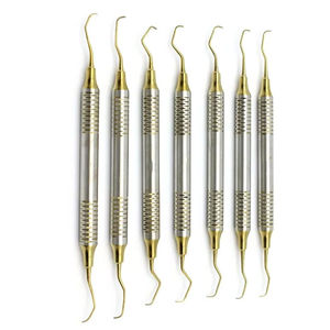 Kit de détartreur parodontal chirurgical Grip, 7 pièces, manuel, en acier inoxydable, avec manche creux, instruments dentaires colorés, Classe I, usage hospitalier - Product Image 3