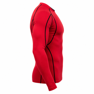 Men <b>Red</b> <b>Long</b> <b>Sleeve</b> Rash Guard Full <b>Sleeve</b> Quick Dry Spandex Polyester Compression Shirt Adult Sport <b>Top</b> - Product Image 4