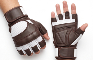 Gants de musculation en cuir à demi-doigts avec support de poignet, respirants, fermeture auto-agrippante, unisexes, pour entraînement de force et gym - Product Image 4