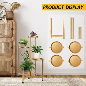 Luxury Gold Metal Plant Stand for Indoor Outdoor Use Modern Flower Pot Holder Decorative Pedestal Planter Stand Home Garden Deco - Product Image 4