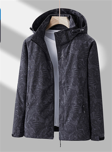Veste à capuche coupe-vent à imprimé floral violet unisexe, décontractée, pour l'extérieur, avec fermeture éclair sur le devant, pour le printemps - Product Image 5