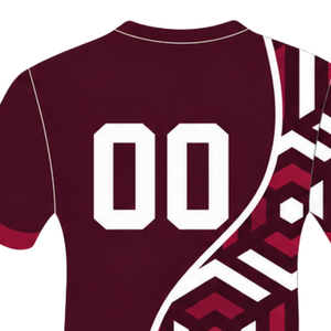 Burgundy <b>Black</b> <b>White</b> Geometric Rugby Jersey Short Sleeve Crew Neck Customized Breathable Training Athletic Team Sportswear - Product Image 4