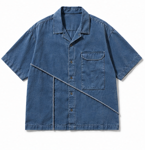 เสื้อเชิ้ตทำงานแขนสั้นทรงโอเวอร์ไซส์คุณภาพสูงสำหรับผู้ชาย - Product Image 5