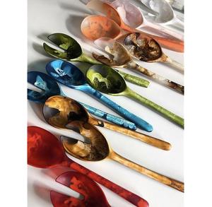 Fourchette à salade et cuillère de service en résine, modèle d'art moderne personnalisé, thème ange, style artisanal, cadeaux Europe - Product Image 1