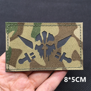 <b>Patch</b> House Rectangular Canvas <b>Patch</b> With Skull And Gun Design <b>Sew</b>-<b>On</b> Appliqued 3D Embossed For Bags - Product Image 6