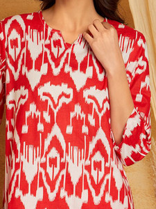 Printed Pure Cotton Round Neck Tunic With Trouser Co-ords Set Quick Dry Ankle Length Straight Kurta <b>Pant</b> Set Formal Summer - Product Image 4