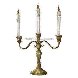 Impressive heavy <b>weight</b> brass candelabra with multi <b>arm</b> layout for long tables altars or ceremonial decor - Product Image 6